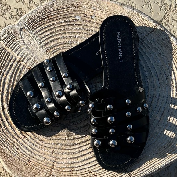 Marc Fisher Shoes - Marc Fisher Black Sandals with Silver Accents